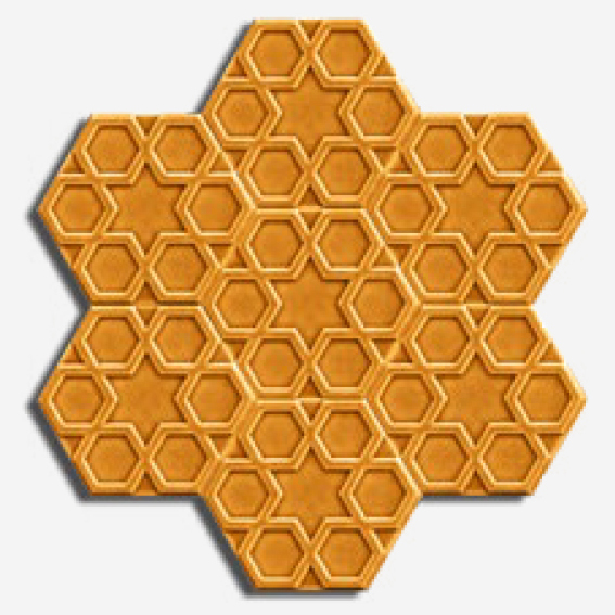 15x17 cm Rölyefli Seramik Altıgen Karamel-6